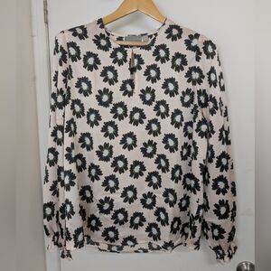 TED BAKER PALE PINK FLORAL BLOUSE SIZE LARGE